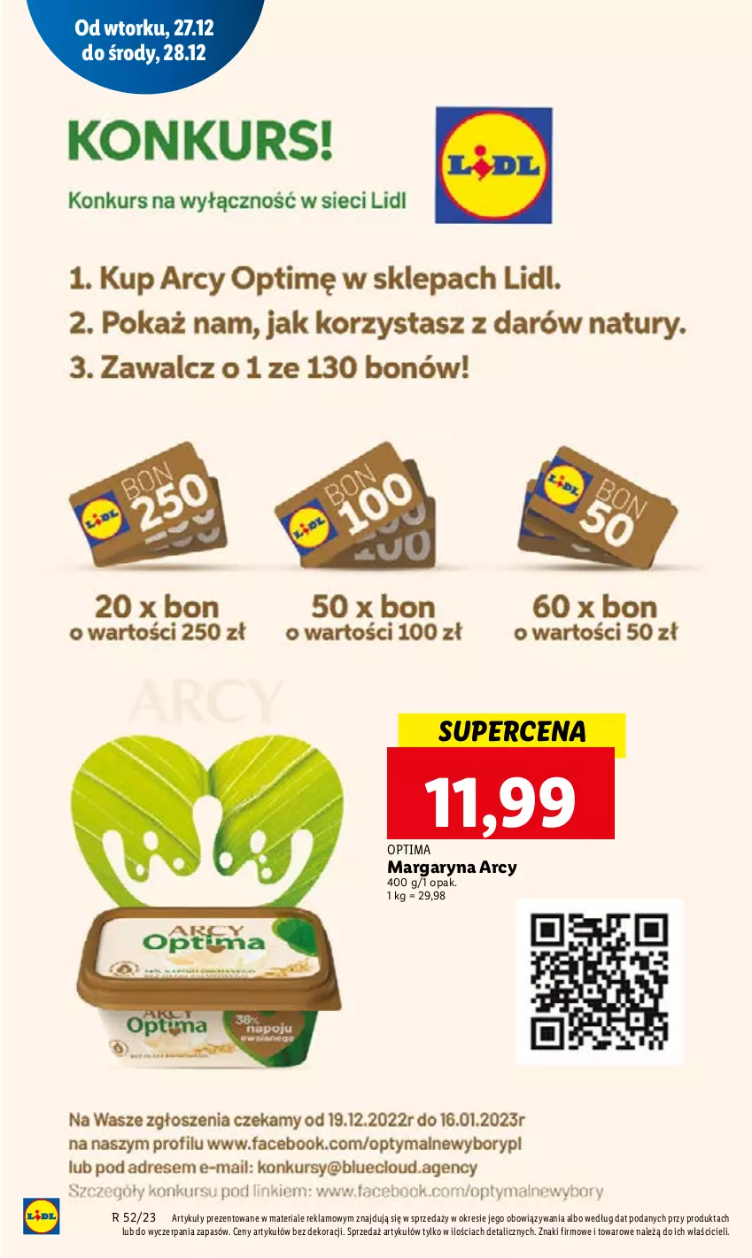 Gazetka promocyjna Lidl - GAZETKA - ważna 27.12 do 28.12.2022 - strona 30 - produkty: Margaryna, Optima