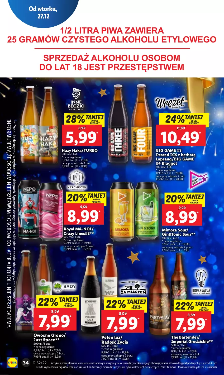 Gazetka promocyjna Lidl - GAZETKA - ważna 27.12 do 28.12.2022 - strona 40 - produkty: Gin, Gra, Piwa