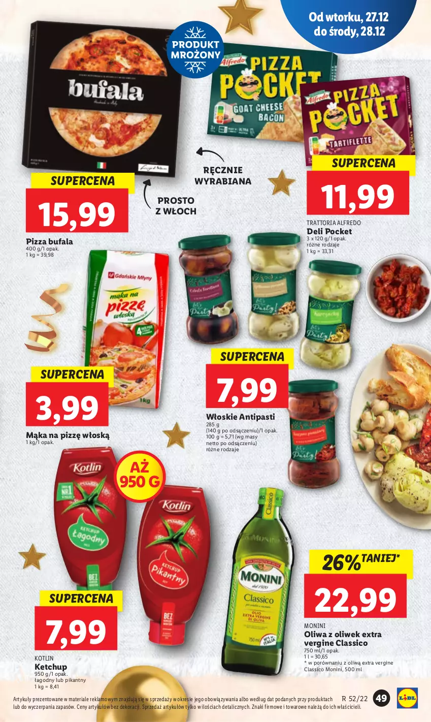 Gazetka promocyjna Lidl - GAZETKA - ważna 27.12 do 28.12.2022 - strona 55 - produkty: Fa, Gin, Ketchup, Kotlin, Mąka, Monini, Oliwa, Oliwa z oliwek, Pizza, Por