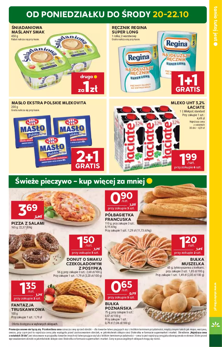 Gazetka promocyjna Stokrotka - Market - ważna 16.10 do 22.10.2025 - strona 5 - produkty: Bagietka, Bułka, Danio, Donut, Fa, Fanta, Gin, Gra, Masło, Mięso, Mleko, Mlekovita, Mus, Owoce, Piec, Pieczywo, Pizza, Półbagietka, Ręcznik, Salami, Warzywa