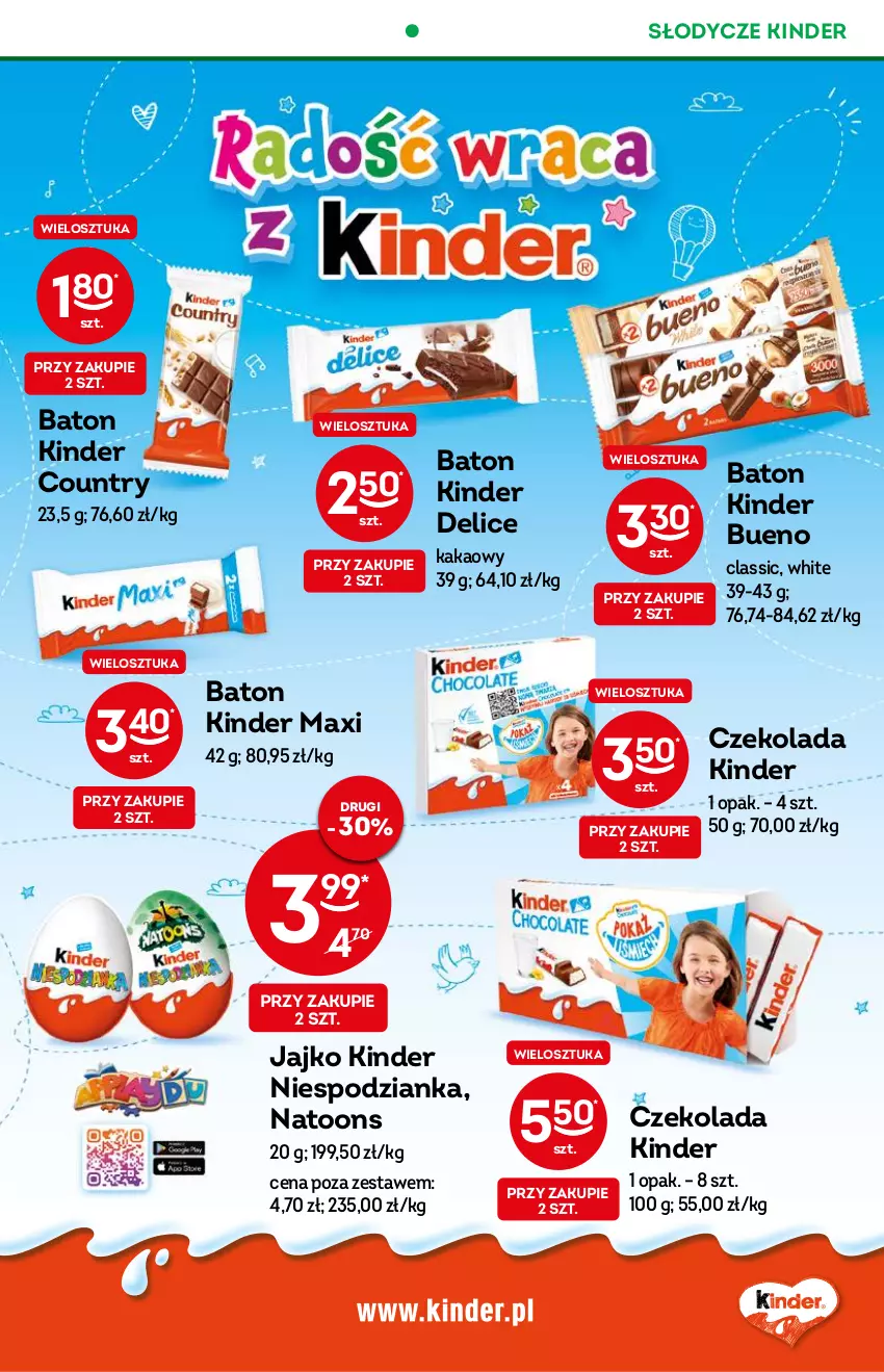 Gazetka promocyjna Żabka - ważna 31.08 do 06.09.2022 - strona 43 - produkty: Baton, Czekolada, Kakao, Kinder, Kinder Bueno