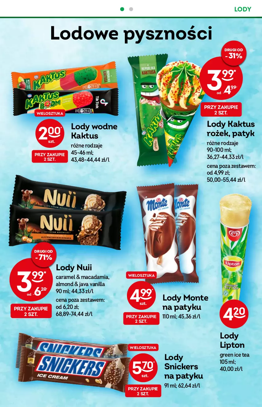 Gazetka promocyjna Żabka - ważna 31.08 do 06.09.2022 - strona 46 - produkty: Ice tea, Kaktus, Lipton, Lody, Monte, Snickers