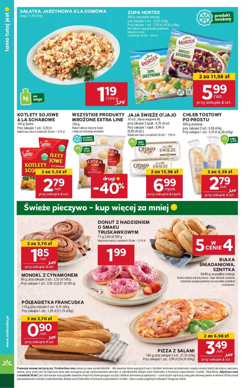 Gazetka promocyjna Stokrotka - Market Opole/Radom - ważna 09.01 do 15.01.2025 - strona 8 - produkty: Bagietka, Bułka, Chleb, Chleb tostowy, Danio, Donut, Hortex, HP, Jaja, Kotlet, Piec, Pieczywo, Pizza, Półbagietka, Salami, Sałat, Sałatka, Zupa