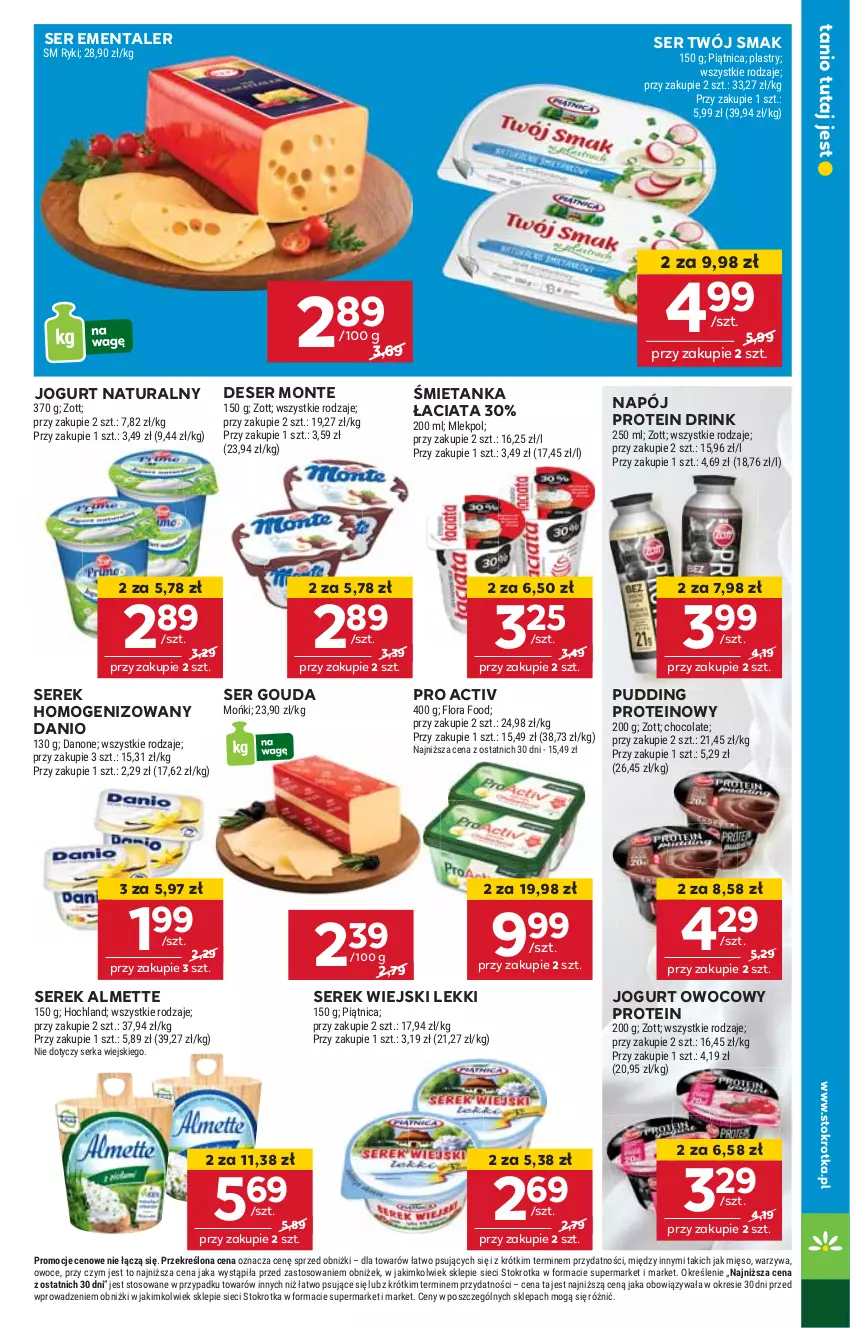 Gazetka promocyjna Stokrotka - Market Opole/Radom - ważna 09.01 do 15.01.2025 - strona 9 - produkty: Almette, Danio, Deser, Ementaler, Gouda, HP, Jogurt, Jogurt naturalny, Jogurt owocowy, Monte, Napój, Pudding, Ser, Serek, Serek homogenizowany, Serek wiejski, Twój Smak