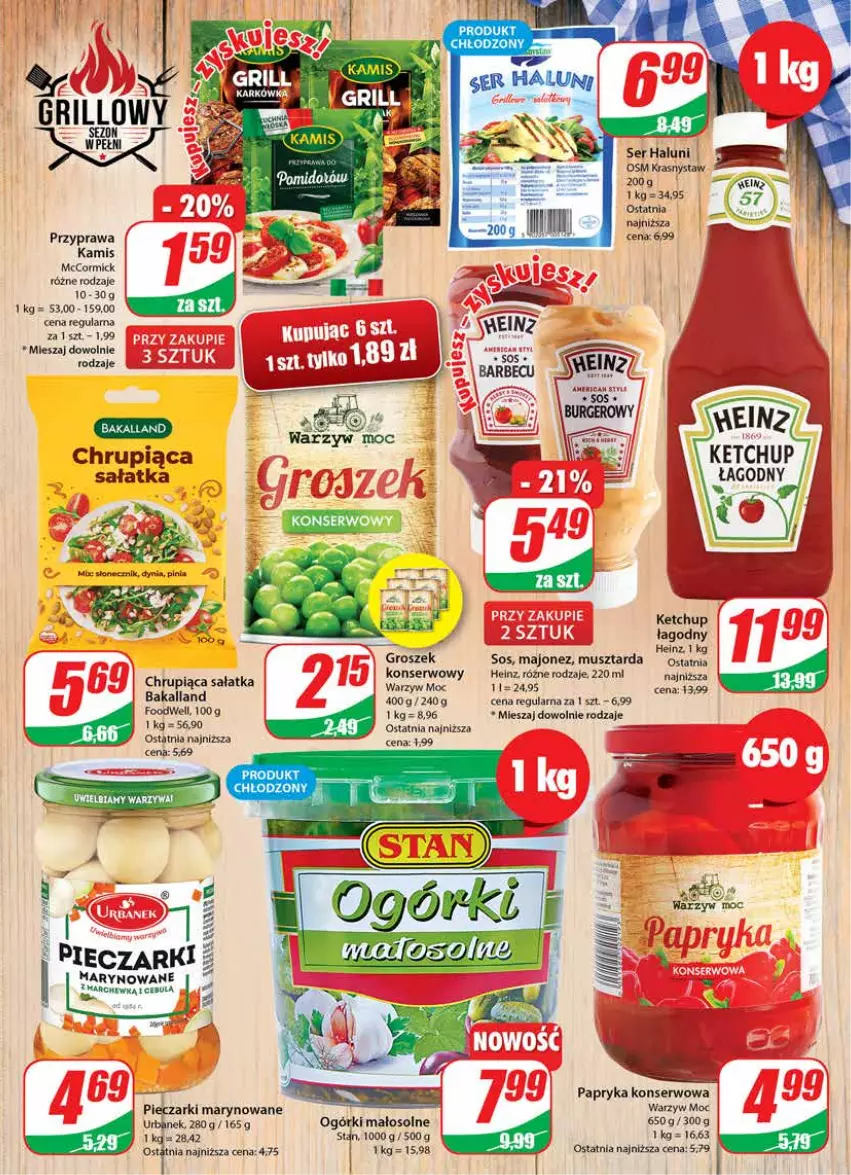 Gazetka promocyjna Dino - G24 - ważna 14.06 do 20.06.2023 - strona 7 - produkty: Bakalland, Cebula, Groszek, Heinz, Kamis, Ketchup, Majonez, Mus, Musztarda, Papryka, Piec, Sałat, Sałatka, Ser, Sos