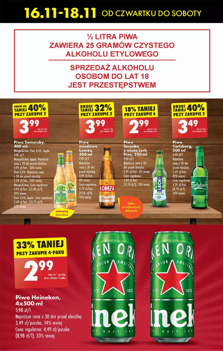 Gazetka promocyjna Biedronka - Od czwartku - ważna 16.11 do 22.11.2023 - strona 51 - produkty: Carlsberg, Gra, Heineken, Limonka, Mango, Piwa, Piwo, Somersby