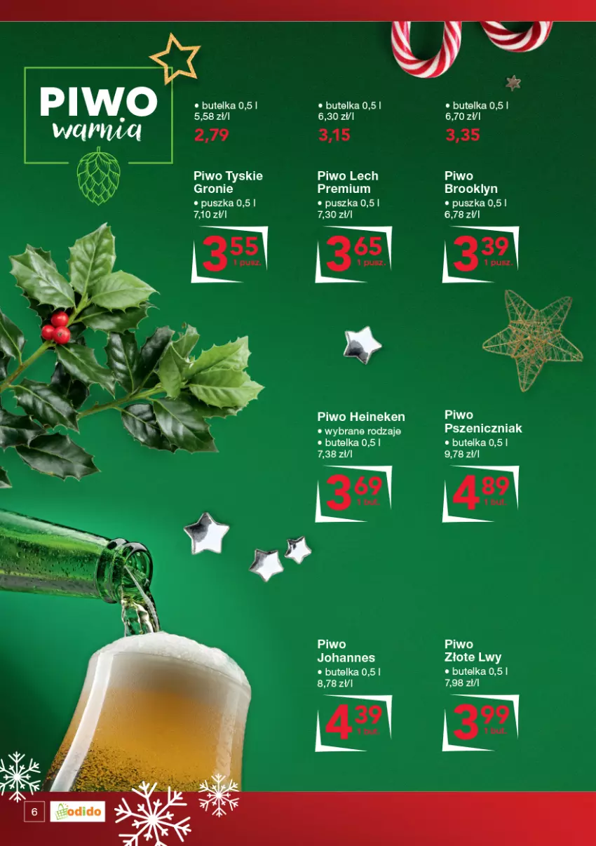 Gazetka promocyjna Odido - Smacznych ŚWIĄT - ważna 16.12 do 29.12.2022 - strona 6 - produkty: Heineken, Piwo, Tyskie