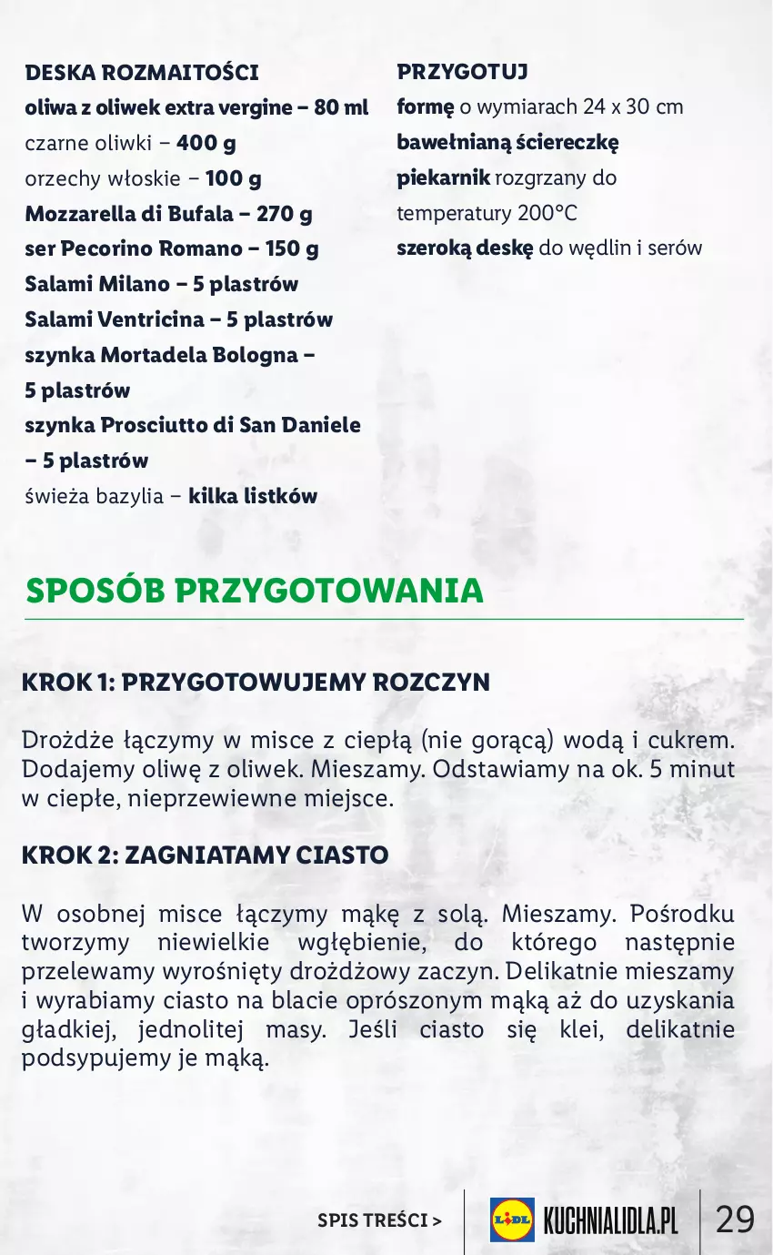 Gazetka promocyjna Lidl - KATALOG ITALIAMO - ważna 07.02 do 12.02.2022 - strona 29 - produkty: Bazyl, Bazylia, Drożdże, Fa, Gin, Mozzarella, O nas, Oliwa z oliwek, Oliwki, Orzechy włoskie, Pecorino, Piekarnik, Prosciutto, Salami, Ser, Szynka