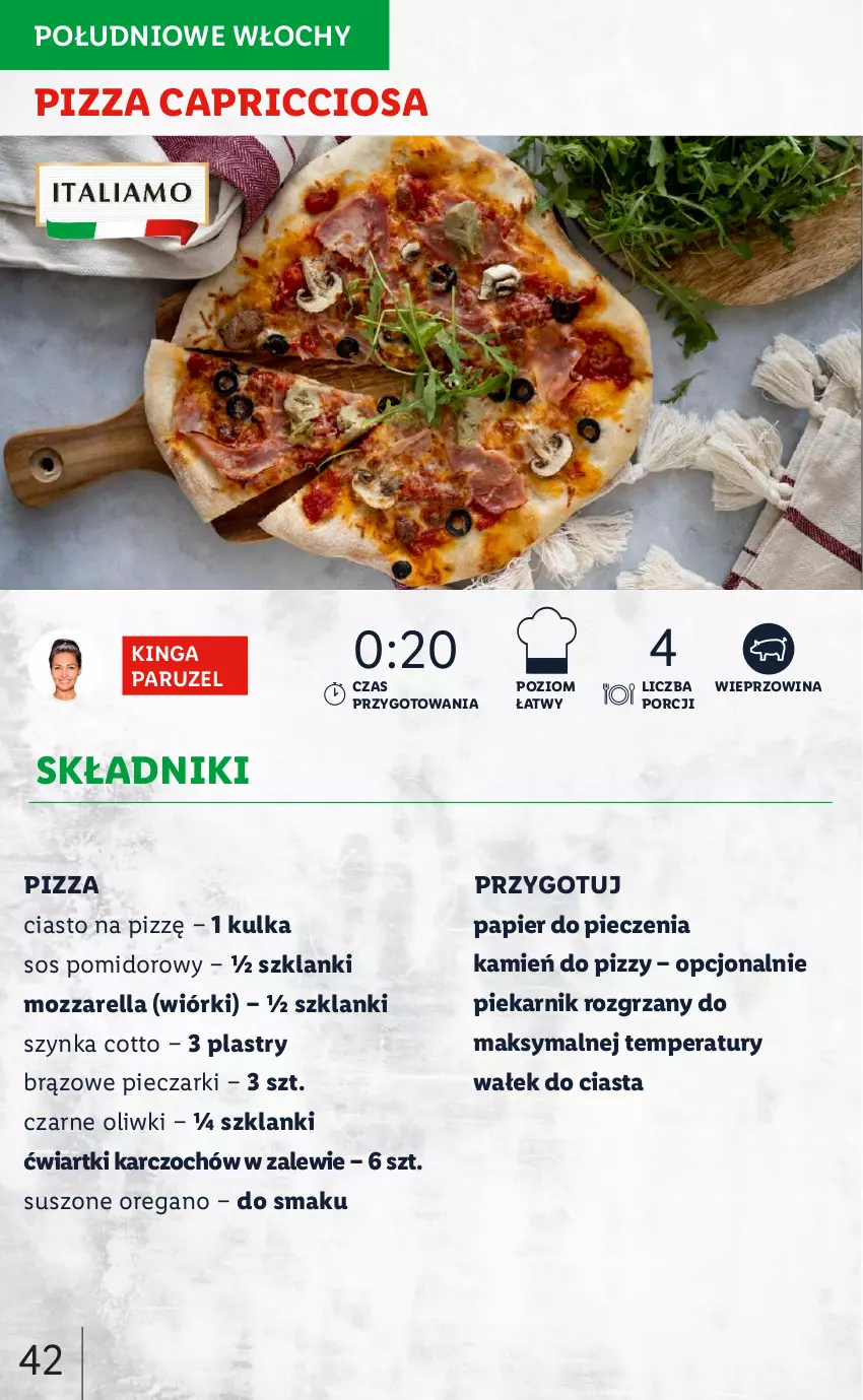 Gazetka promocyjna Lidl - KATALOG ITALIAMO - ważna 07.02 do 12.02.2022 - strona 42 - produkty: Lanki, Mozzarella, Oliwki, Papier, Papier do pieczenia, Piec, Piekarnik, Pizza, Por, Sos, Sos pomidorowy, Szynka, Wałek, Wałek do ciasta, Wieprzowina