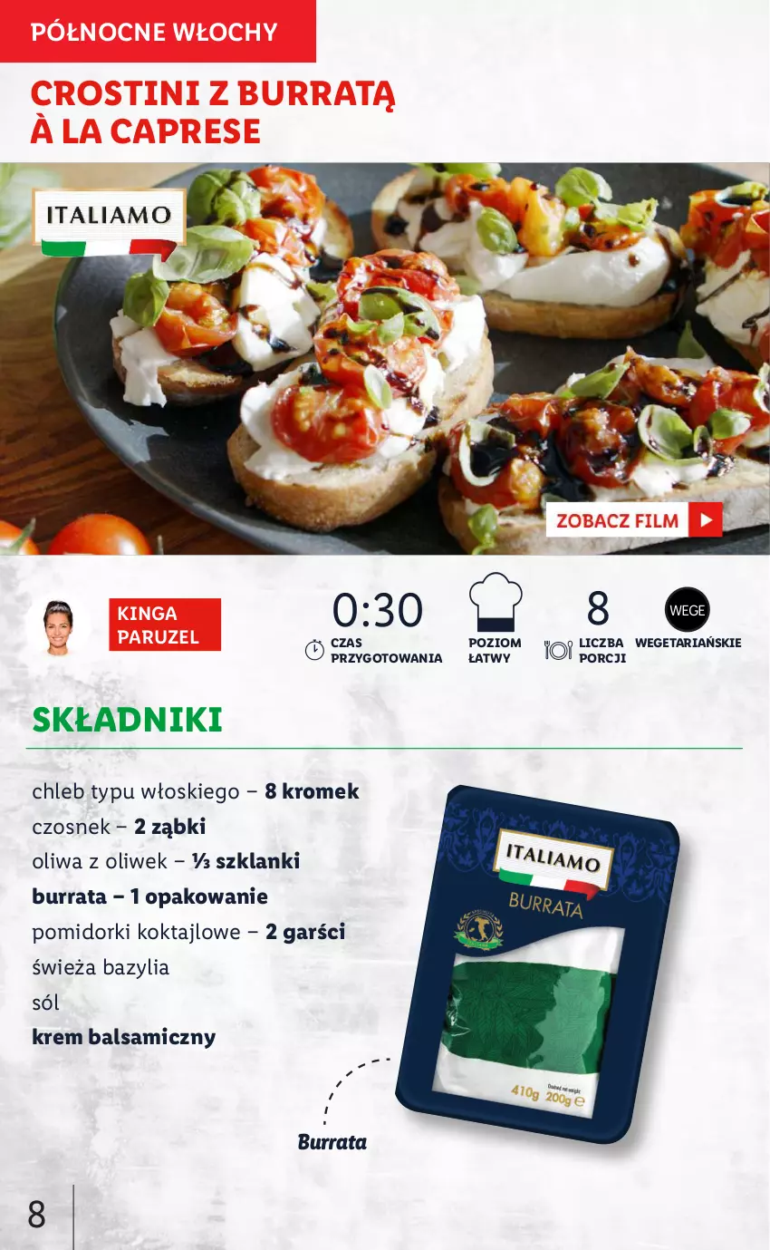 Gazetka promocyjna Lidl - KATALOG ITALIAMO - ważna 07.02 do 12.02.2022 - strona 8 - produkty: Bazyl, Bazylia, Burrata, Chleb, Chleb typu włoskiego, Czosnek, Lanki, Oliwa z oliwek, Pomidorki, Por, Sól