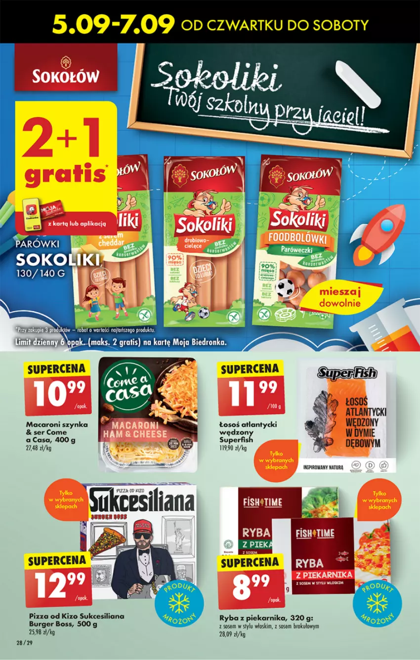 Gazetka promocyjna Biedronka - Od Czwartku - ważna 05.09 do 11.09.2024 - strona 34 - produkty: Burger, Gra, Parówki, Piekarnik, Pizza, Ryba, Ryba z piekarnika, Ser, Sok, Sos, Szynka