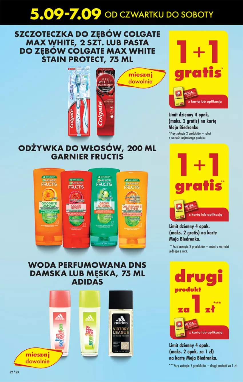 Gazetka promocyjna Biedronka - Od Czwartku - ważna 05.09 do 11.09.2024 - strona 66 - produkty: Adidas, Colgate, Fructis, Garnier, Gra, LG, Odżywka, Pasta do zębów, Perfum, Szczoteczka, Woda, Woda perfumowana