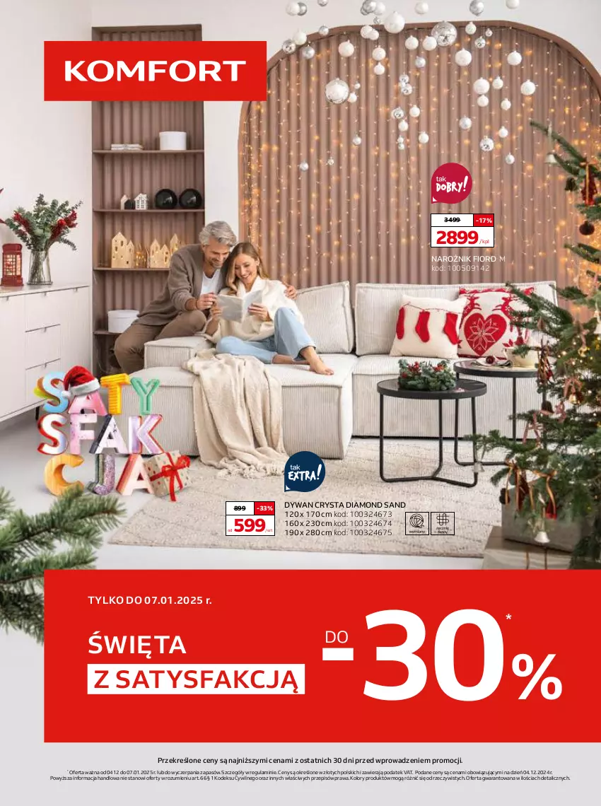 Gazetka promocyjna Komfort - ważna 10.12.2024 do 07.01.2025 - strona 1 - produkty: Dywan, Fa, Narożnik