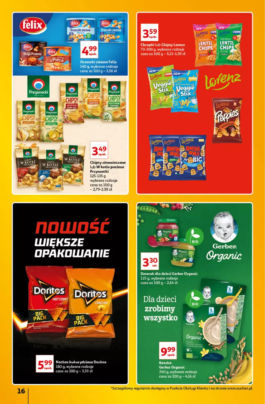 Gazetka promocyjna Auchan - Znane Lubiane Marki Hipermarkety - ważna 02.06 do 08.06.2022 - strona 16 - produkty: Chipsy, Chrupki, Dzieci, Lorenz, Przysnacki