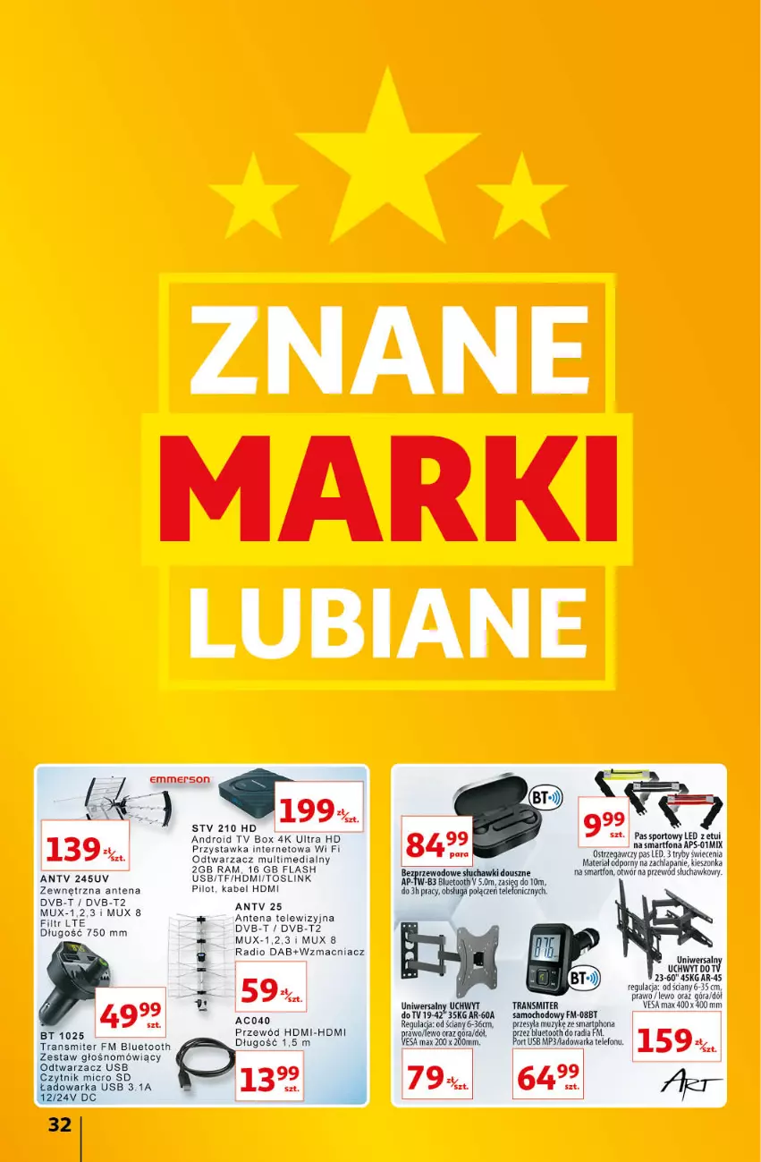 Gazetka promocyjna Auchan - Znane Lubiane Marki Hipermarkety - ważna 02.06 do 08.06.2022 - strona 32 - produkty: Android TV, Por, Przewód, Słuchawki, Smartfon, Sport, Telefon, Tran, Transmiter, Warka