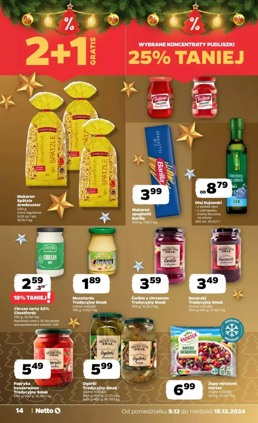 Gazetka promocyjna Netto - ważna 09.12 do 15.12.2024 - strona 6 - produkty: Chrzan, Hortex, Kujawski, Makaron, Mus, Musztarda, Olej, Papryka, Pudliszki, Rust, Ser, Stek