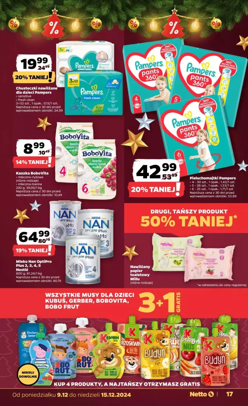 Gazetka promocyjna Netto - ważna 09.12 do 15.12.2024 - strona 9 - produkty: BoboVita, Chusteczki, Dzieci, Gerber, Kubuś, Mus, NAN Optipro, Pampers, Ryż