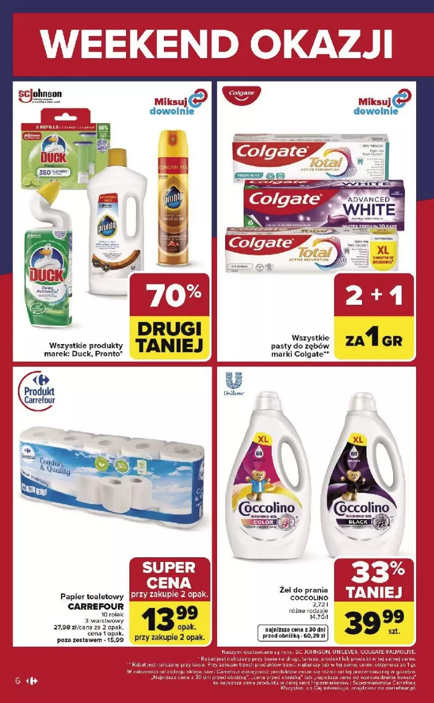 Gazetka promocyjna Carrefour - Gazetka Weekend okazji już od czwartku! - ważna 19.02 do 21.02.2026 - strona 6 - produkty: Colgate, Dada, Duck, Fa, Gin, Leon, LG, Papier, Papier toaletowy