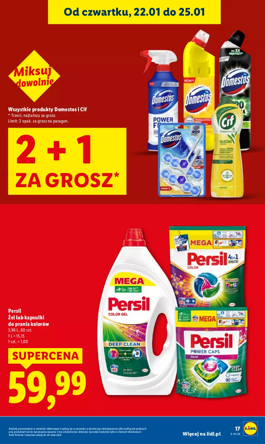 Gazetka promocyjna Lidl - GAZETKA - ważna 22.01 do 25.01.2026 - strona 17 - produkty: Cif, Domestos, Kapsułki do prania, Persil