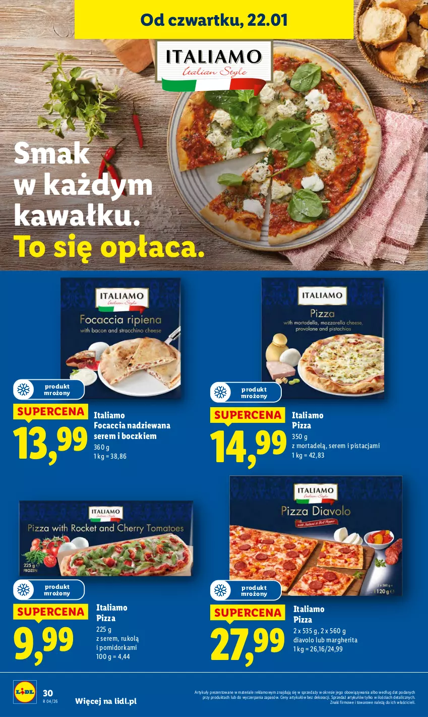 Gazetka promocyjna Lidl - GAZETKA - ważna 22.01 do 25.01.2026 - strona 30 - produkty: Focaccia, Kawa, Orka, Pizza, Ser