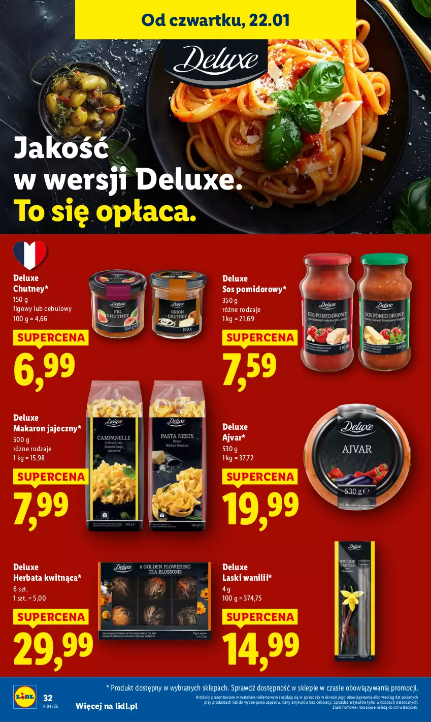 Gazetka promocyjna Lidl - GAZETKA - ważna 22.01 do 25.01.2026 - strona 32 - produkty: Herbata, Makaron, Sos, Sos pomidorowy