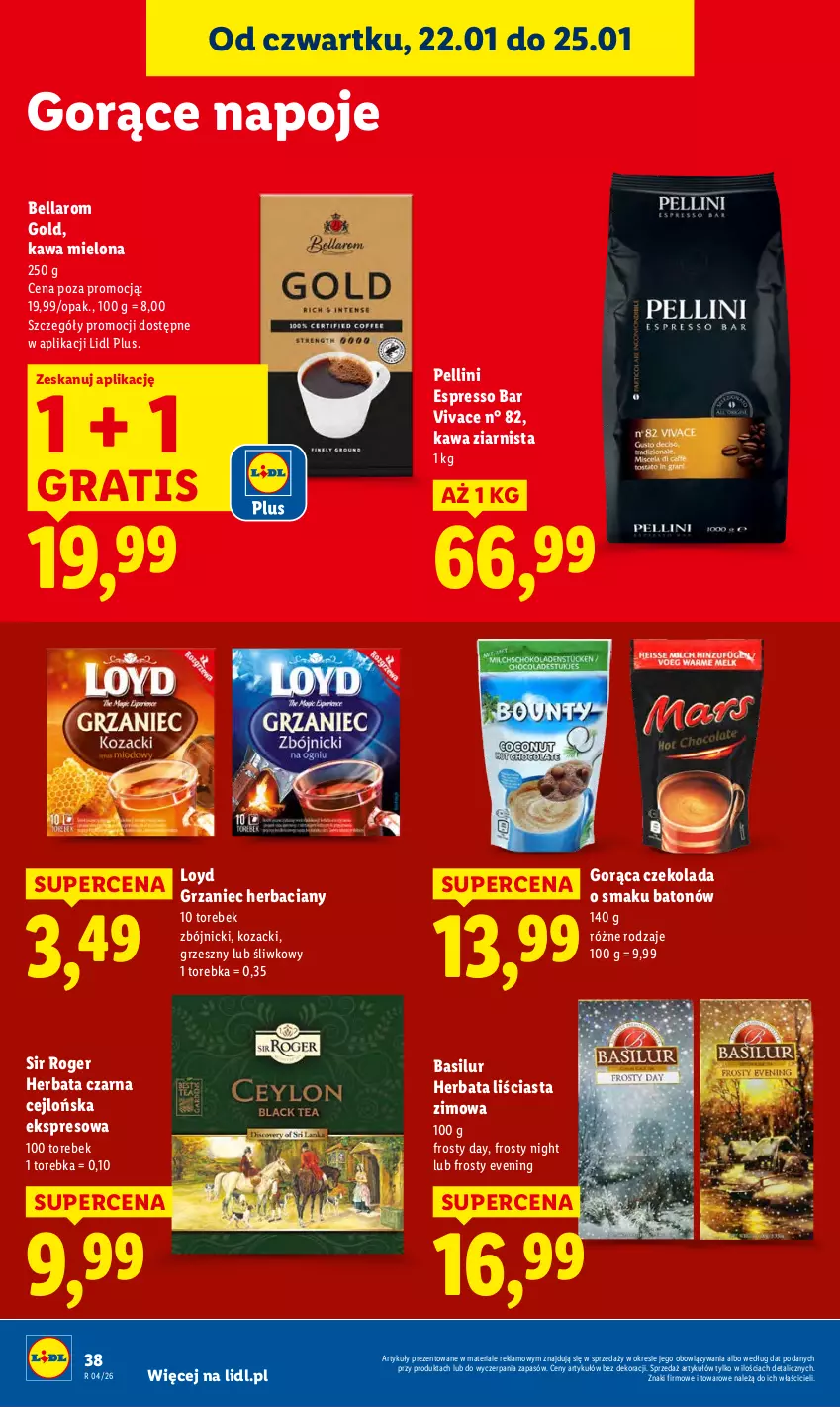 Gazetka promocyjna Lidl - GAZETKA - ważna 22.01 do 25.01.2026 - strona 38 - produkty: Baton, Bell, Bella, Czekolada, Gra, Herbata, Herbata czarna, Kawa, Kawa mielona, Kawa ziarnista, Loyd, Napoje, Torebka