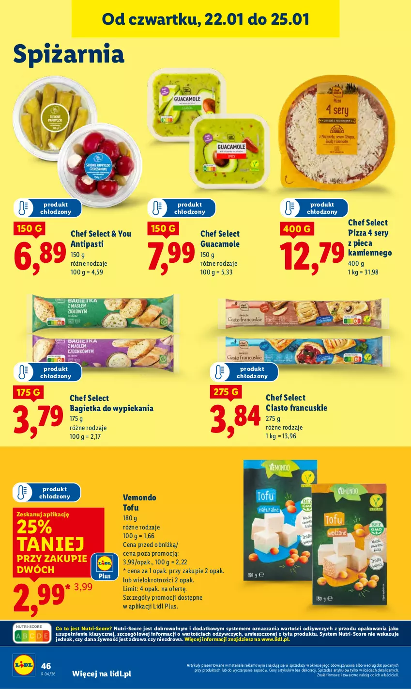 Gazetka promocyjna Lidl - GAZETKA - ważna 22.01 do 25.01.2026 - strona 46 - produkty: Amol, Bagietka, Ciasto francuskie, Piec, Pizza, Ser, Tofu