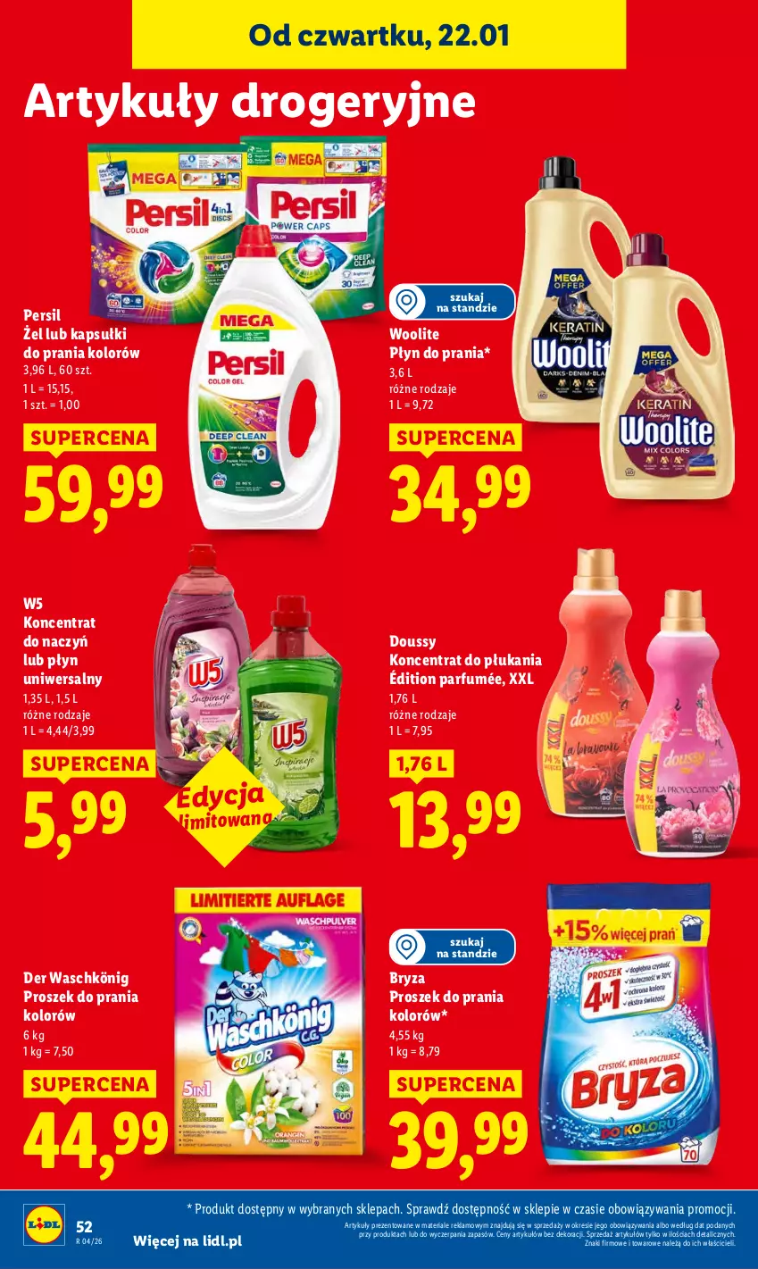 Gazetka promocyjna Lidl - GAZETKA - ważna 22.01 do 25.01.2026 - strona 52 - produkty: Bryza, Kapsułki do prania, König, Persil, Płyn do prania, Proszek do prania, Woolite