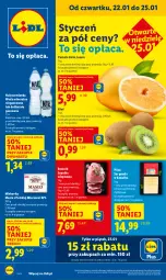Gazetka promocyjna Lidl - GAZETKA - Gazetka - ważna od 25.01 do 25.01.2026 - strona 1 - produkty: Nałęczowianka, Ser, Kawa, Kiwi, Mlekovita, Pomelo, Pilos, Woda mineralna, Gouda, Woda, Masło, Mleko