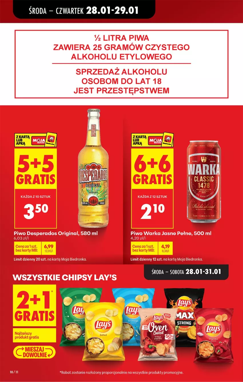 Gazetka promocyjna Biedronka - Gazetka - ważna 28.01 do 04.02.2026 - strona 10 - produkty: Desperados, Gin, Gra, Piwa, Piwo, Por, Warka