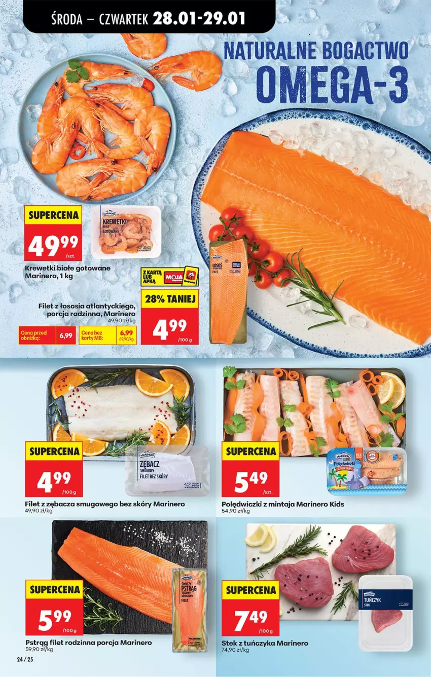 Gazetka promocyjna Biedronka - Gazetka - ważna 28.01 do 04.02.2026 - strona 30 - produkty: Krewetki, Mintaj, Por, Pstrąg, Ser, Sos, Stek, Tuńczyk