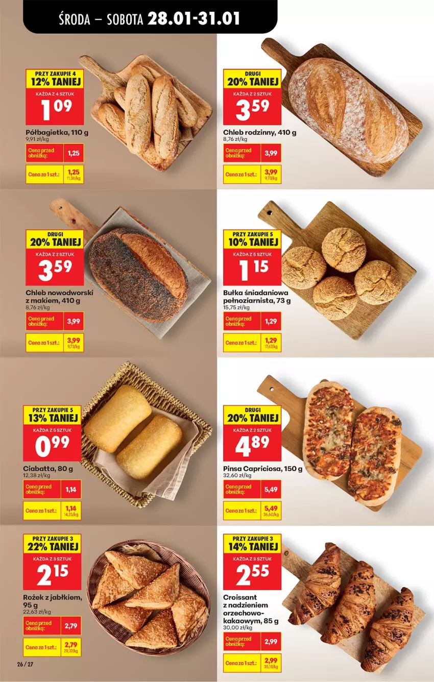 Gazetka promocyjna Biedronka - Gazetka - ważna 28.01 do 04.02.2026 - strona 32 - produkty: Bagietka, Bułka, Chleb, Ciabatta, Croissant, Danio, Kakao, Półbagietka
