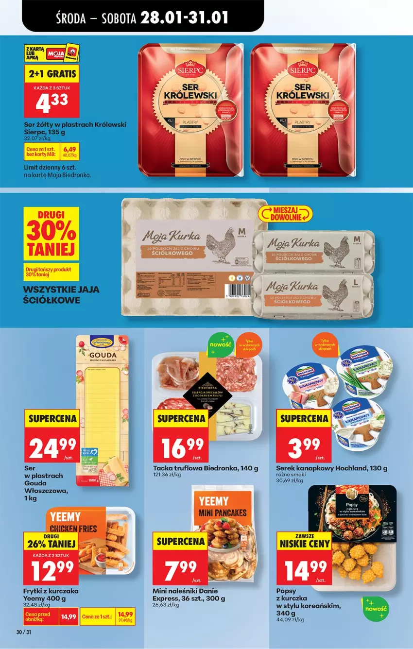 Gazetka promocyjna Biedronka - Gazetka - ważna 28.01 do 04.02.2026 - strona 36 - produkty: Fa, Frytki, Gra, Hochland, Jaja, Królewski, Kurczak, Naleśniki, Ser, Serek, Serek kanapkowy