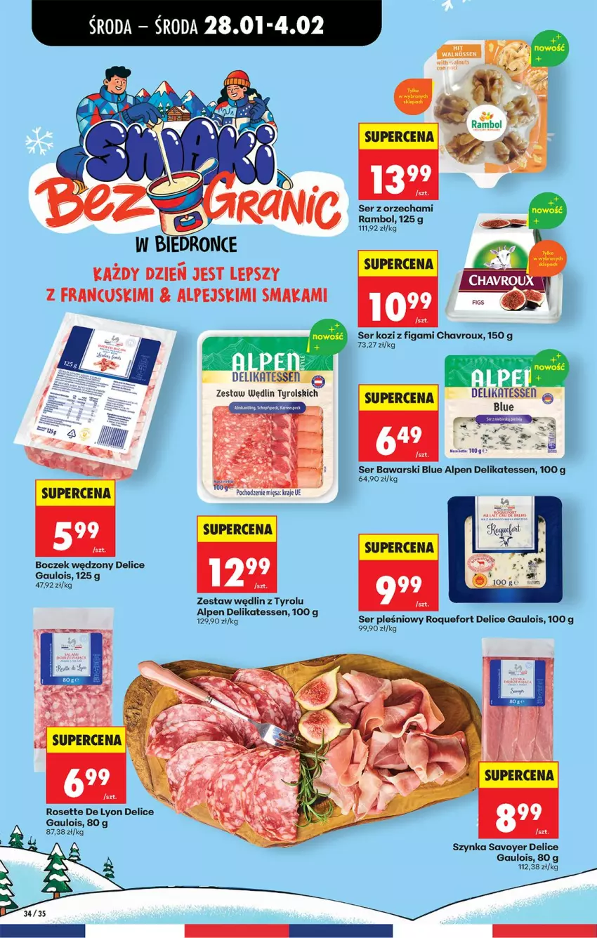 Gazetka promocyjna Biedronka - Gazetka - ważna 28.01 do 04.02.2026 - strona 40 - produkty: Boczek, Roquefort, Ser, Ser kozi, Szynka