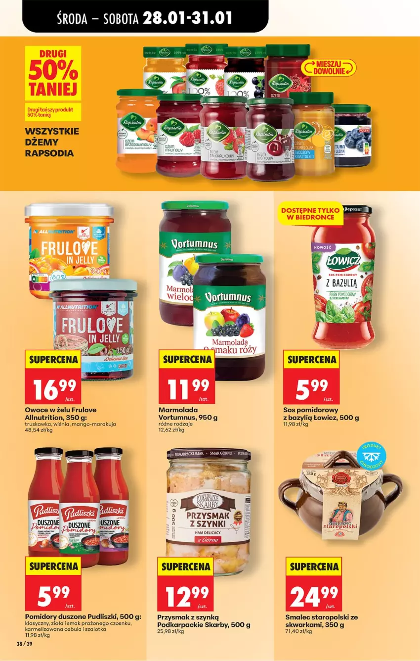 Gazetka promocyjna Biedronka - Gazetka - ważna 28.01 do 04.02.2026 - strona 44 - produkty: Bazyl, Cebula, Karp, Mango, Marmolada, Mola, Mus, Owoce, Pomidory, Pudliszki, Ser, Smalec, Sos, Sos pomidorowy, Szal, Warka