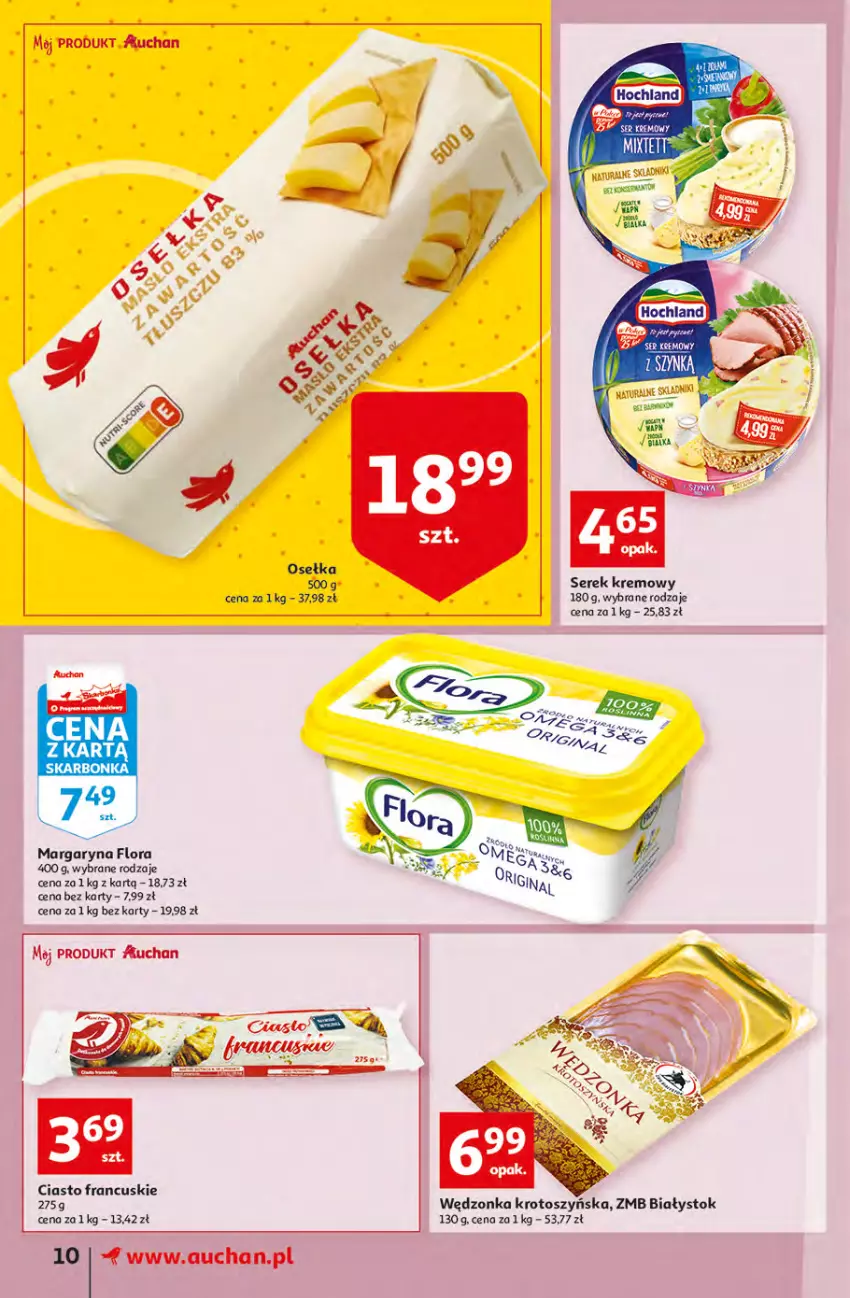 Gazetka promocyjna Auchan - Megapromocje są w cenie Supermarkety - ważna 12.05 do 18.05.2022 - strona 10 - produkty: Ciasto francuskie, Fa, Flora, Margaryna, Ser, Serek