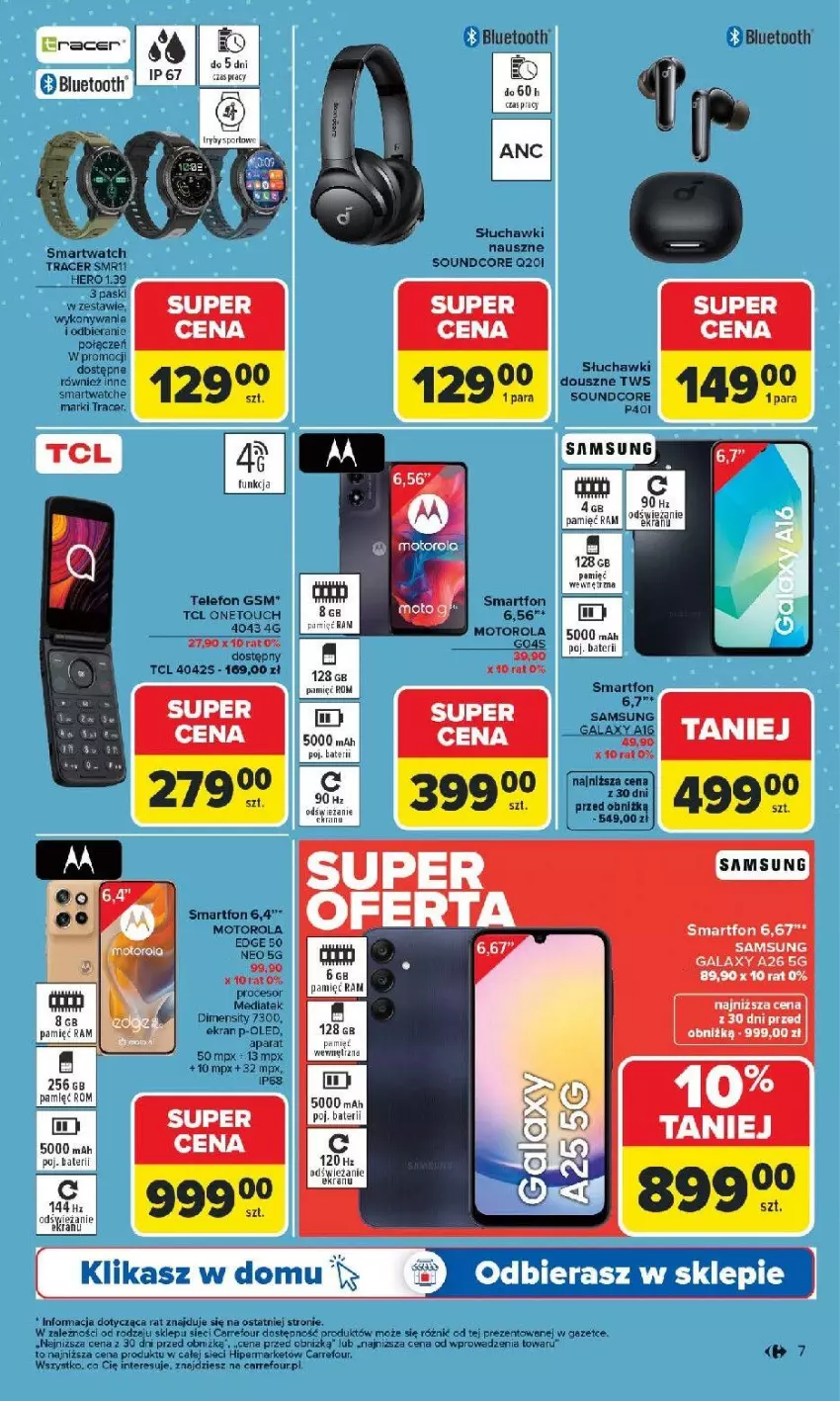 Gazetka promocyjna Carrefour - Gazetka Multimedia od poniedziałku! - ważna 02.02 do 21.02.2026 - strona 7 - produkty: Acer, Fa, Gala, Motorola, Por, Rama, Samsung, Słuchawki, Smartfon, Smartwatch, Sport, Telefon