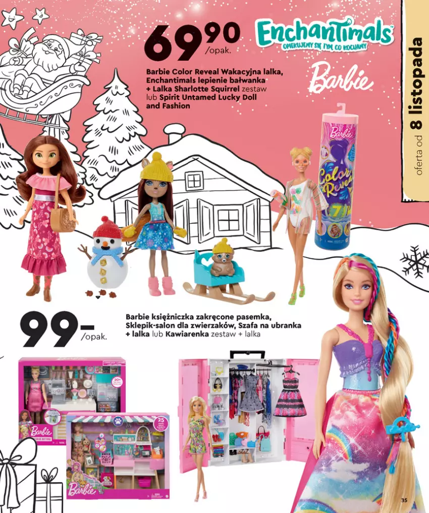 Gazetka promocyjna Biedronka - Kraina Zabawek - ważna 08.11 do 24.12.2021 - strona 35 - produkty: Barbie, Enchantimals, Fa, Lalka, Szafa, Top