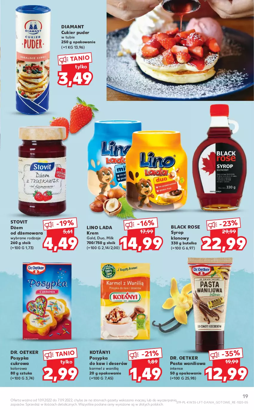 Gazetka promocyjna Kaufland - OFERTA TYGODNIA - ważna 01.09 do 07.09.2022 - strona 19 - produkty: Cukier, Cukier puder, Deser, Diamant, Dr. Oetker, Dżem, Kotányi, Lack, Puder, Ser, Syrop