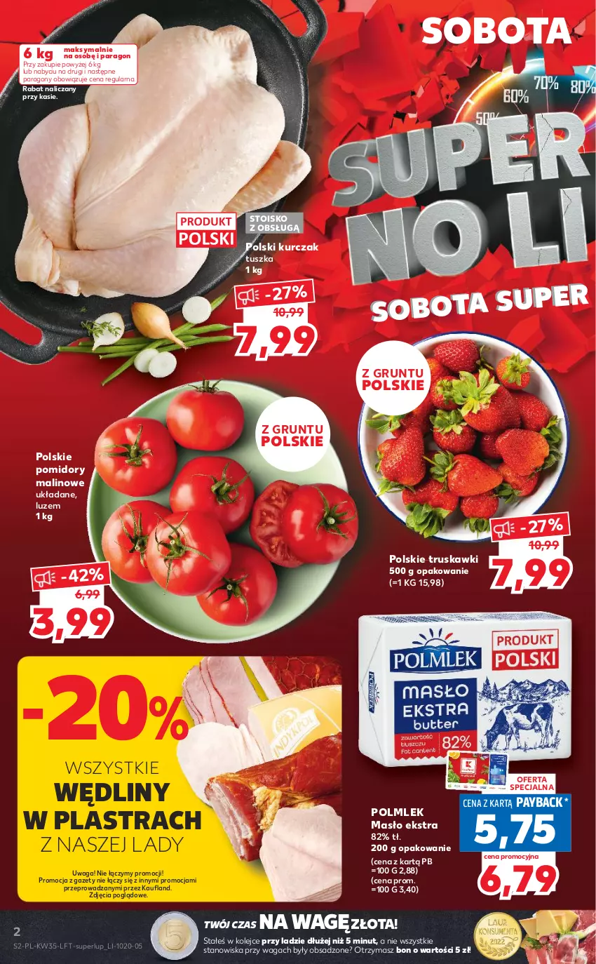 Gazetka promocyjna Kaufland - OFERTA TYGODNIA - ważna 01.09 do 07.09.2022 - strona 2 - produkty: Grunt, Kurczak, Masło, Olej, POLMLEK, Pomidory, Truskawki, Tusz, Waga