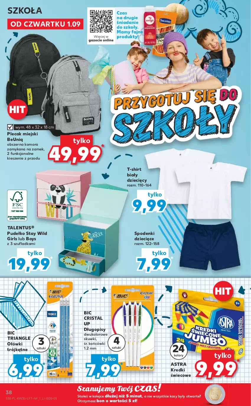 Gazetka promocyjna Kaufland - OFERTA TYGODNIA - ważna 01.09 do 07.09.2022 - strona 38 - produkty: BIC, Długopis, Dzieci, Fa, Olej, Plecak, Pudełko, T-shirt