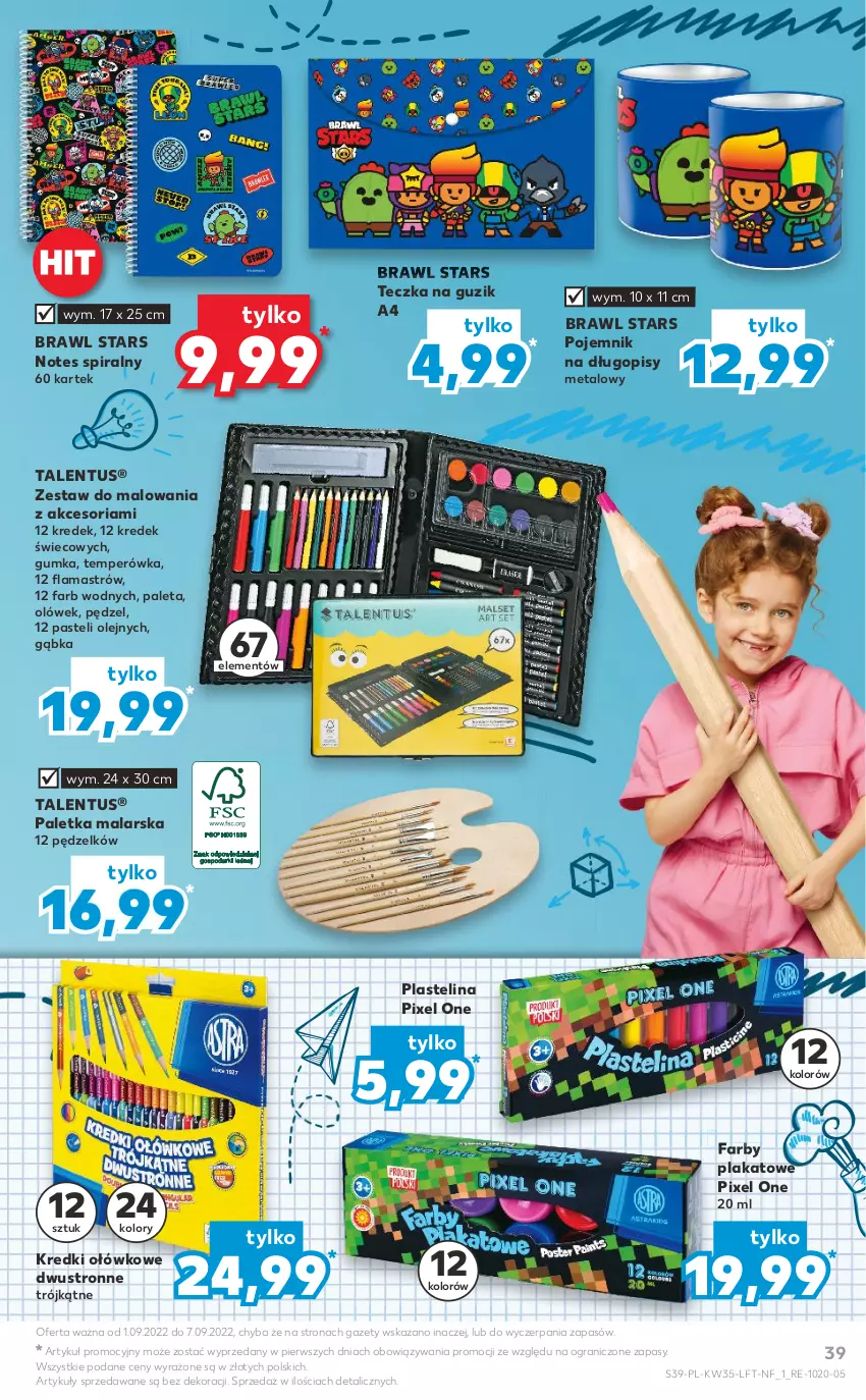 Gazetka promocyjna Kaufland - OFERTA TYGODNIA - ważna 01.09 do 07.09.2022 - strona 39 - produkty: Długopis, Fa, Gra, Olej, Paleta, Plastelina, Pojemnik, Zestaw do malowania