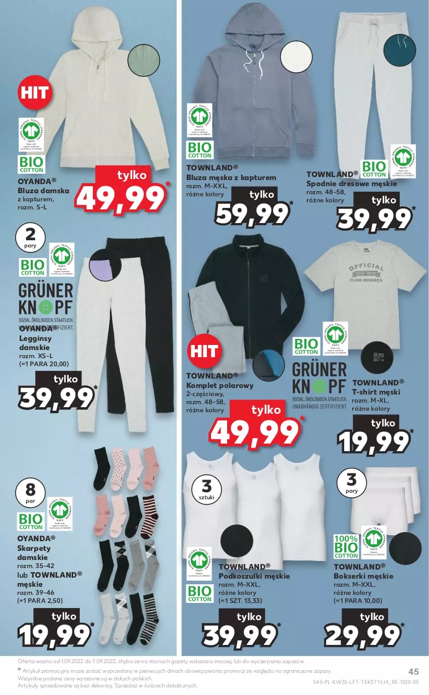 Gazetka promocyjna Kaufland - OFERTA TYGODNIA - ważna 01.09 do 07.09.2022 - strona 45 - produkty: Bluza, Bokserki, Dres, Gin, Gra, Karp, Kosz, Legginsy, Ser, Spodnie, Spodnie dresowe, T-shirt