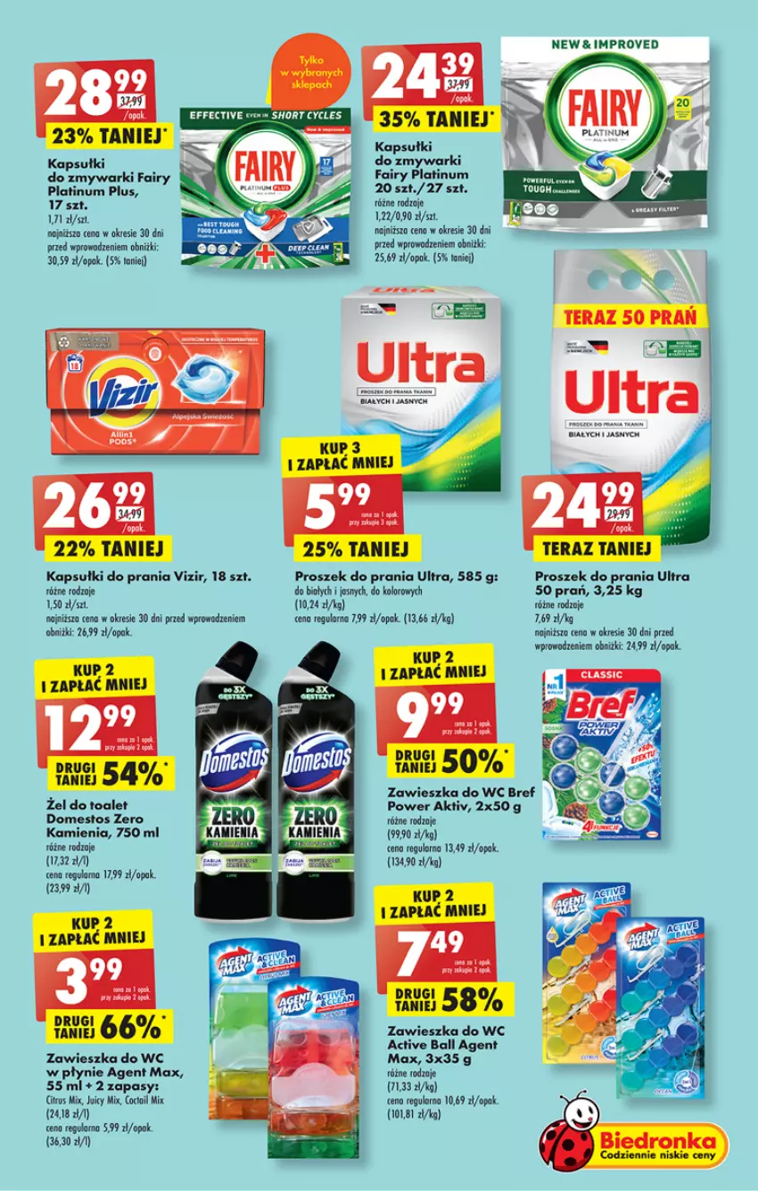 Gazetka promocyjna Biedronka - ważna 29.05 do 03.06.2023 - strona 45 - produkty: Bref, Domestos, Fa, Fairy, Kapsułki do prania, Proszek do prania, Tera, Vizir, Zawieszka do wc, Zmywarki