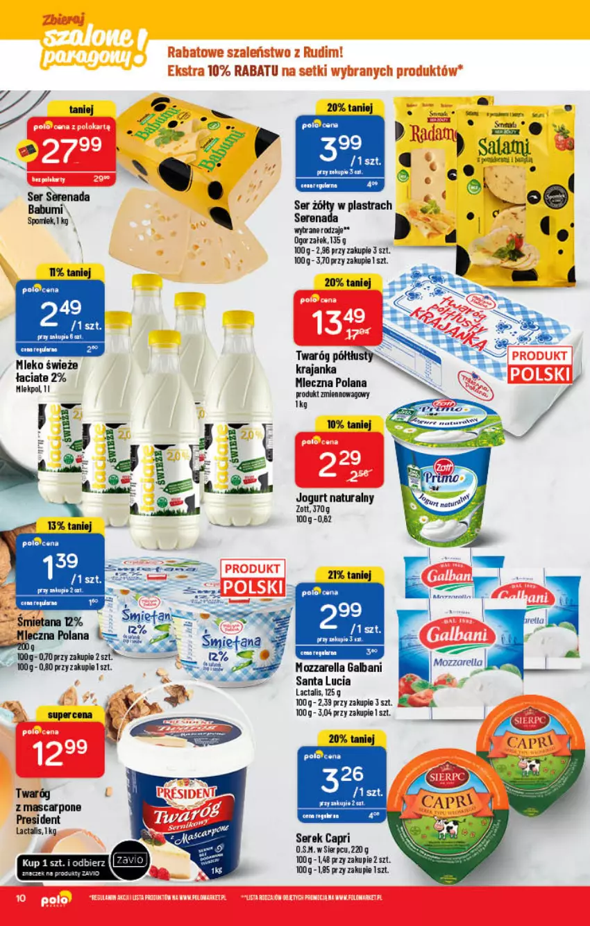 Gazetka promocyjna PoloMarket - Gazetka pomocyjna - ważna 02.03 do 08.03.2022 - strona 10 - produkty: Galbani, Jogurt, Jogurt naturalny, LANA, Mascarpone, Mleko, Mozzarella, Ser, Serek, Twaróg, Zott