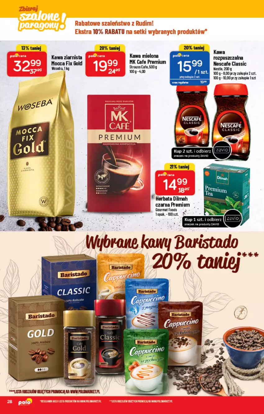 Gazetka promocyjna PoloMarket - Gazetka pomocyjna - ważna 02.03 do 08.03.2022 - strona 28 - produkty: Dilmah, Herbata, Kawa, Kawa mielona, Kawa ziarnista, Mocca Fix Gold, Woseba