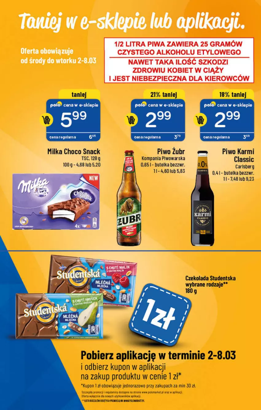 Gazetka promocyjna PoloMarket - Gazetka pomocyjna - ważna 02.03 do 08.03.2022 - strona 49 - produkty: Carlsberg, Czekolada, Karmi, Milka, Piwo