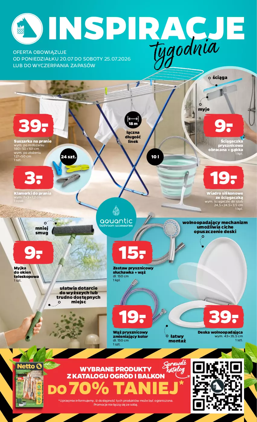 Gazetka promocyjna Netto - Od Poniedziałku - ważna 20.07 do 25.07.2026 - strona 2 - produkty: Acana, Deska wolnoopadająca, Gra, Myjka do okien, Ogród, Suszarka, Suszarka na pranie, Teleskop, Wiadro, Zestaw prysznicowy