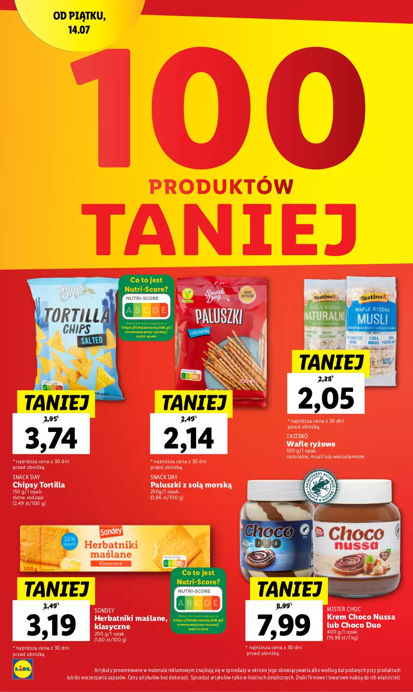 Gazetka promocyjna Lidl - GAZETKA - ważna 20.07 do 22.07.2023 - strona 44 - produkty: Chipsy, Herbatniki, Mus, Ryż, Tortilla, Wafle, Wazon