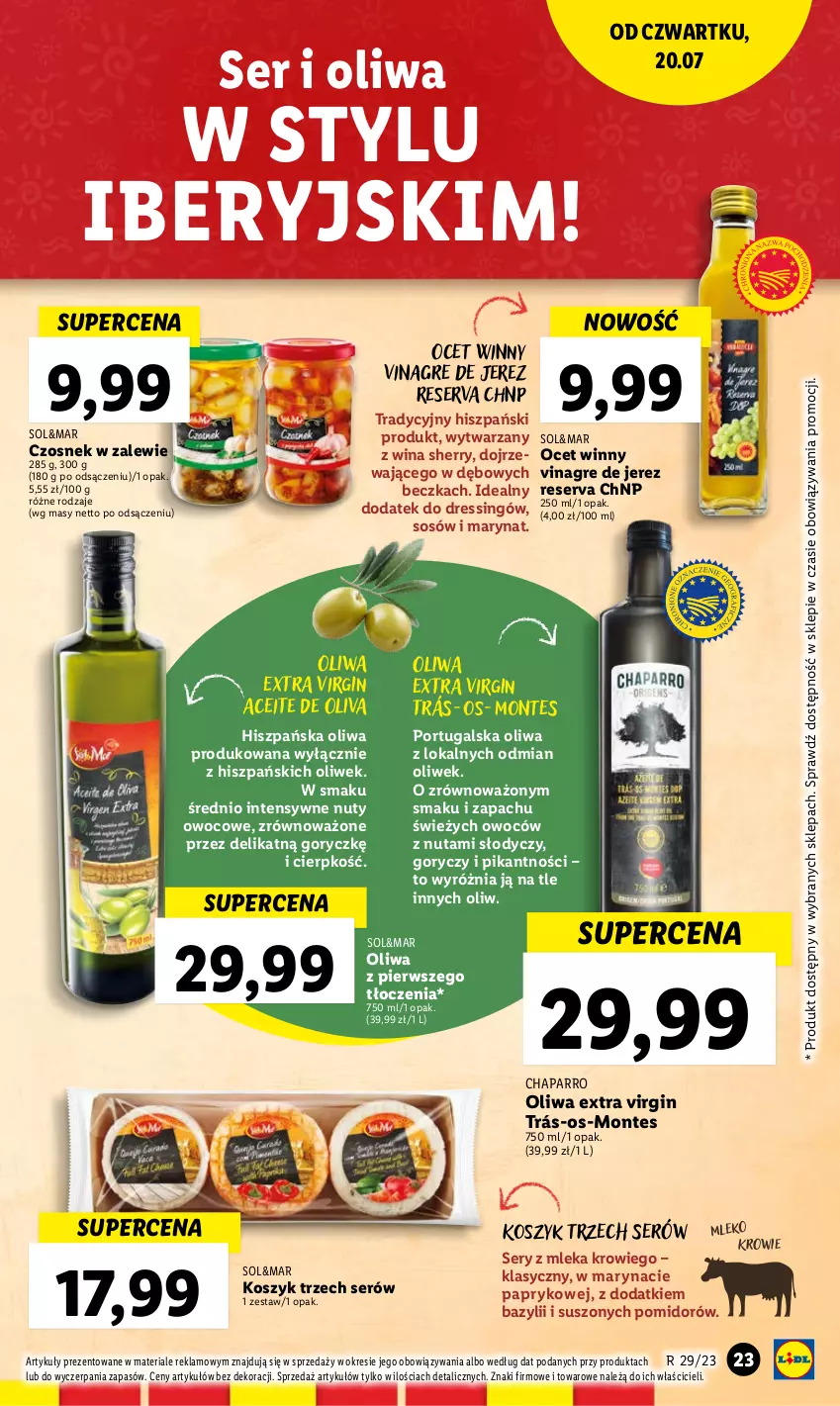 Gazetka promocyjna Lidl - GAZETKA - ważna 20.07 do 22.07.2023 - strona 63 - produkty: Bazyl, Czosnek, Dres, Gin, Kosz, Mleko, Monte, Nuty, Ocet, Oliwa, Por, Ser, Sos